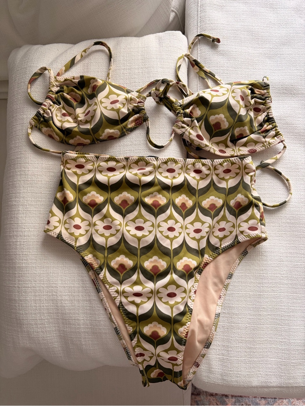 ZARA Retro Floral High-Waist Bikini